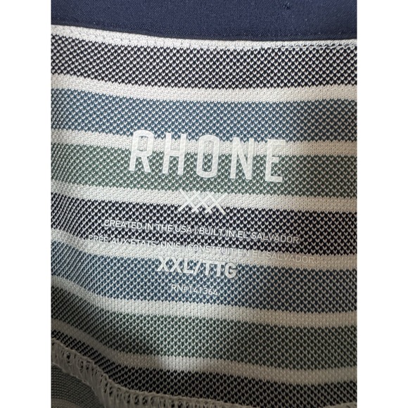 Rhone NWT Polo Shirt Men's 2XL Blue Striped Short Sleeve Golfing Stretch - Picture 5 of 9